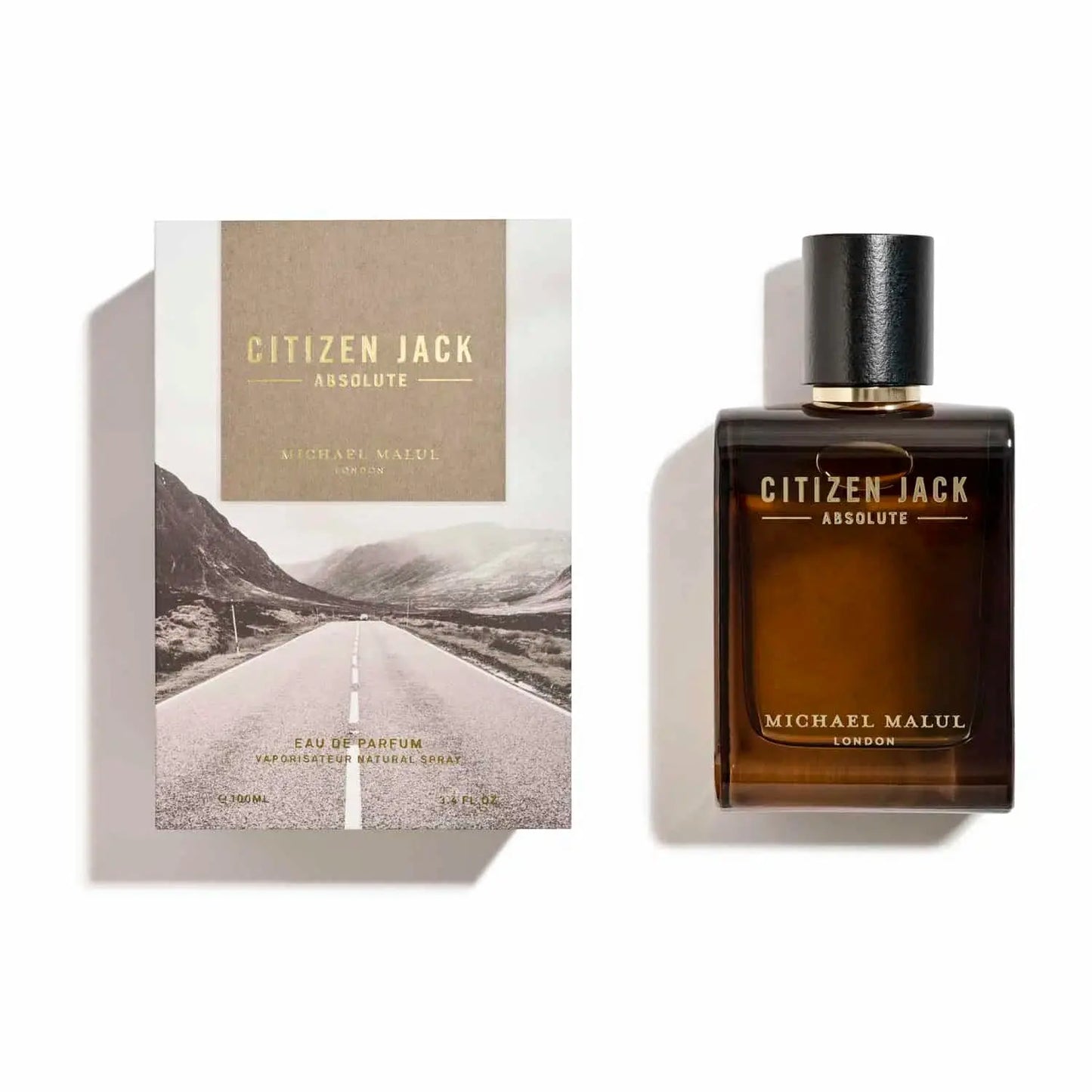 Michael Malul Citizen Jack Absolute EDP bottle with green/gold luxury packaging