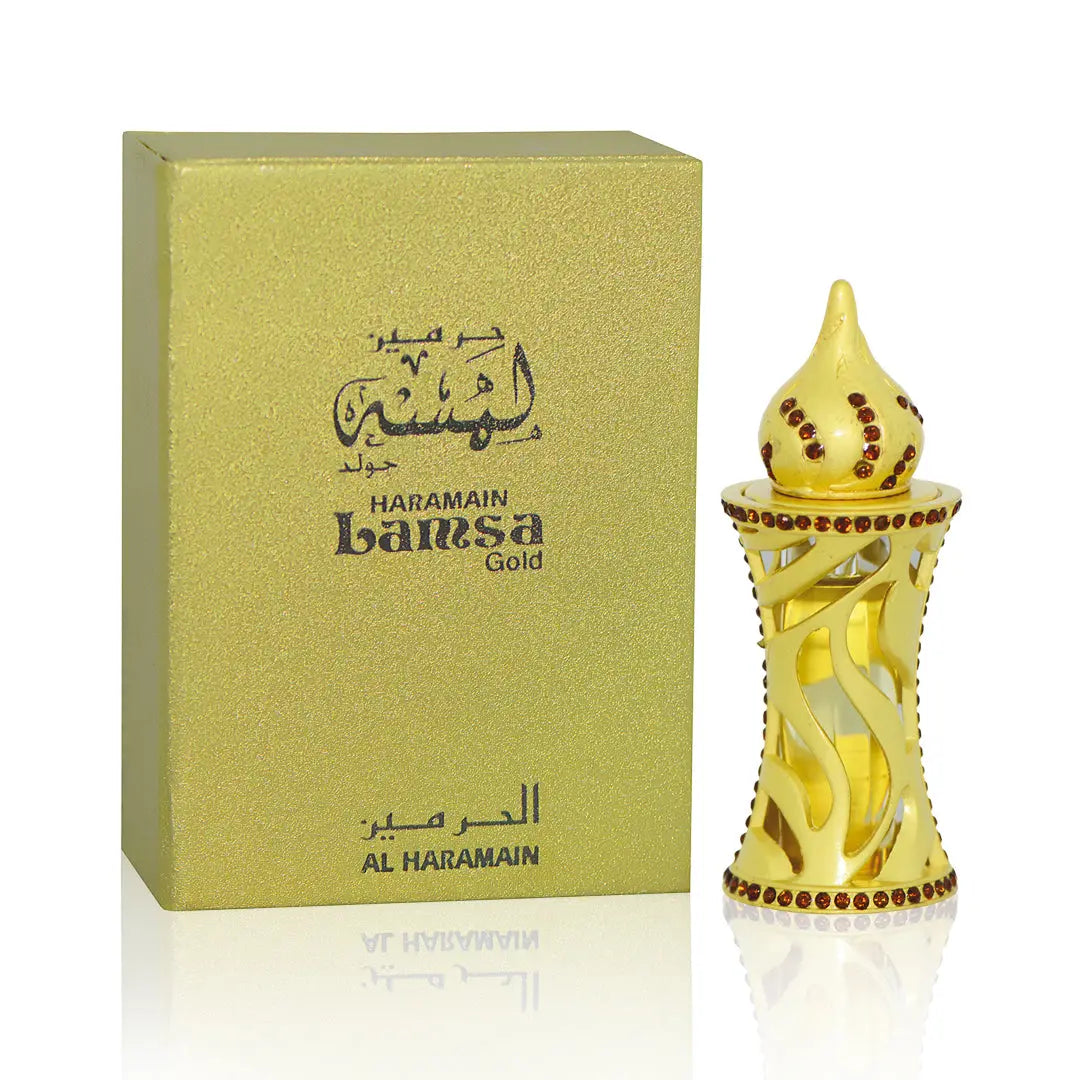 Lamsa Gold Arabain Perfume Oil, 12ml - Alcohol-Free, By AlHaramain Al Haramain