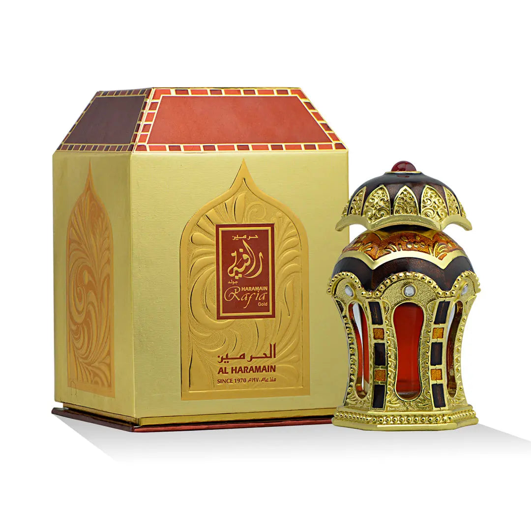 Rafia Gold Arabian Perfume Oil - 20ml, Alcohol-Free, By Al Haramain - AlSunnah Corner