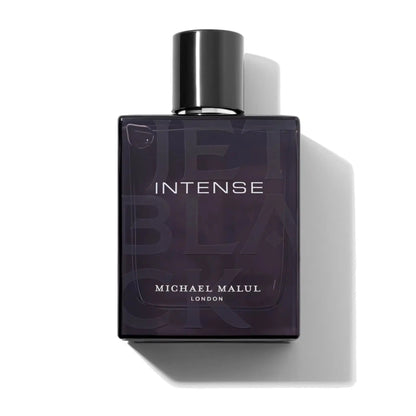 Michael Malul Jet Black Intense EDP bottle with luxury black packaging