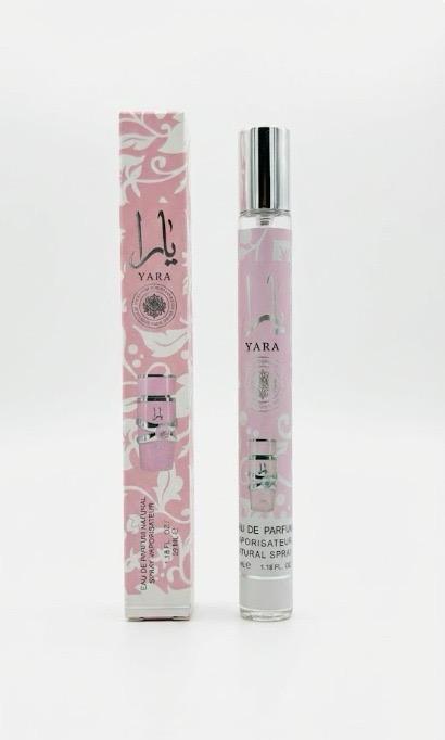 Lattafa Yara Pink 35ml travel spray pen and box