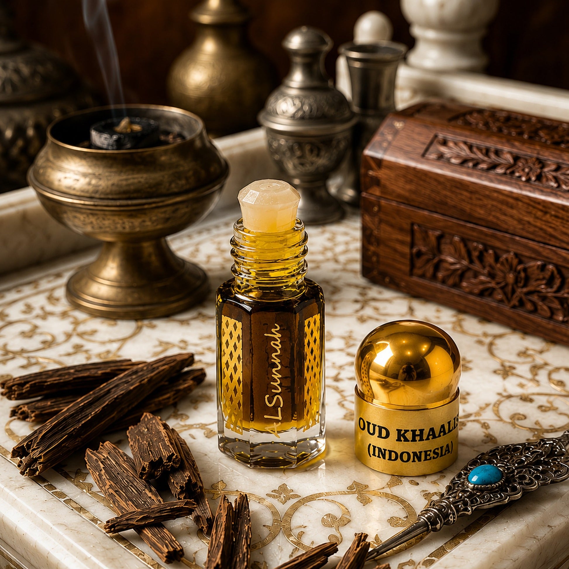 Oud Khaalis Indonesia by AlSunnah 3ml pure oud oil traditional oud scene