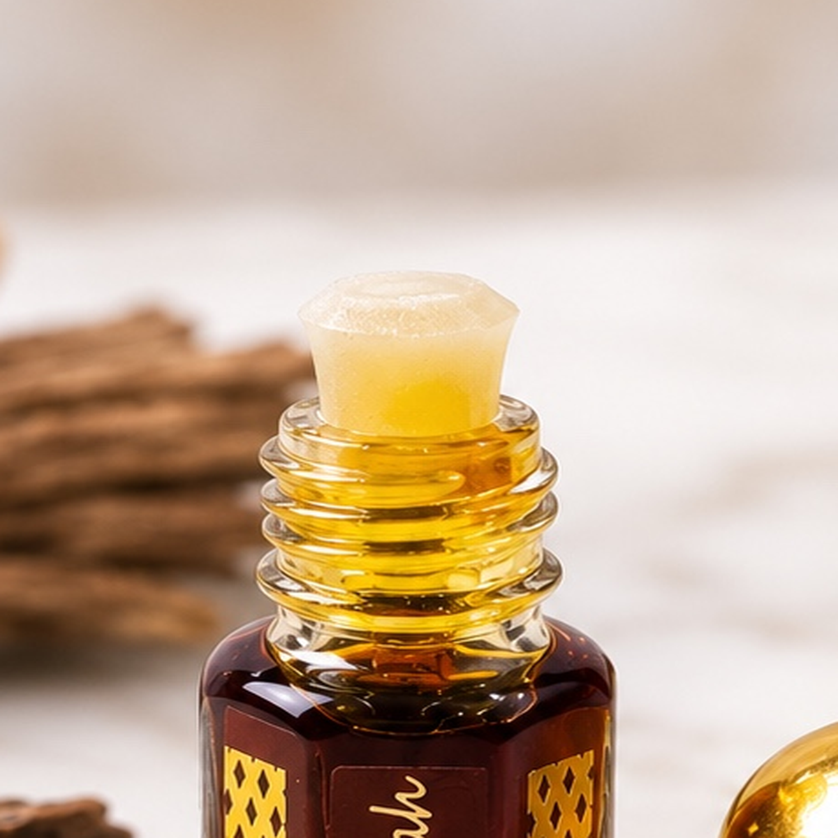 Oud Qadeem Al-Hind by AlSunnah 3ml pure oud oil applicator close-up