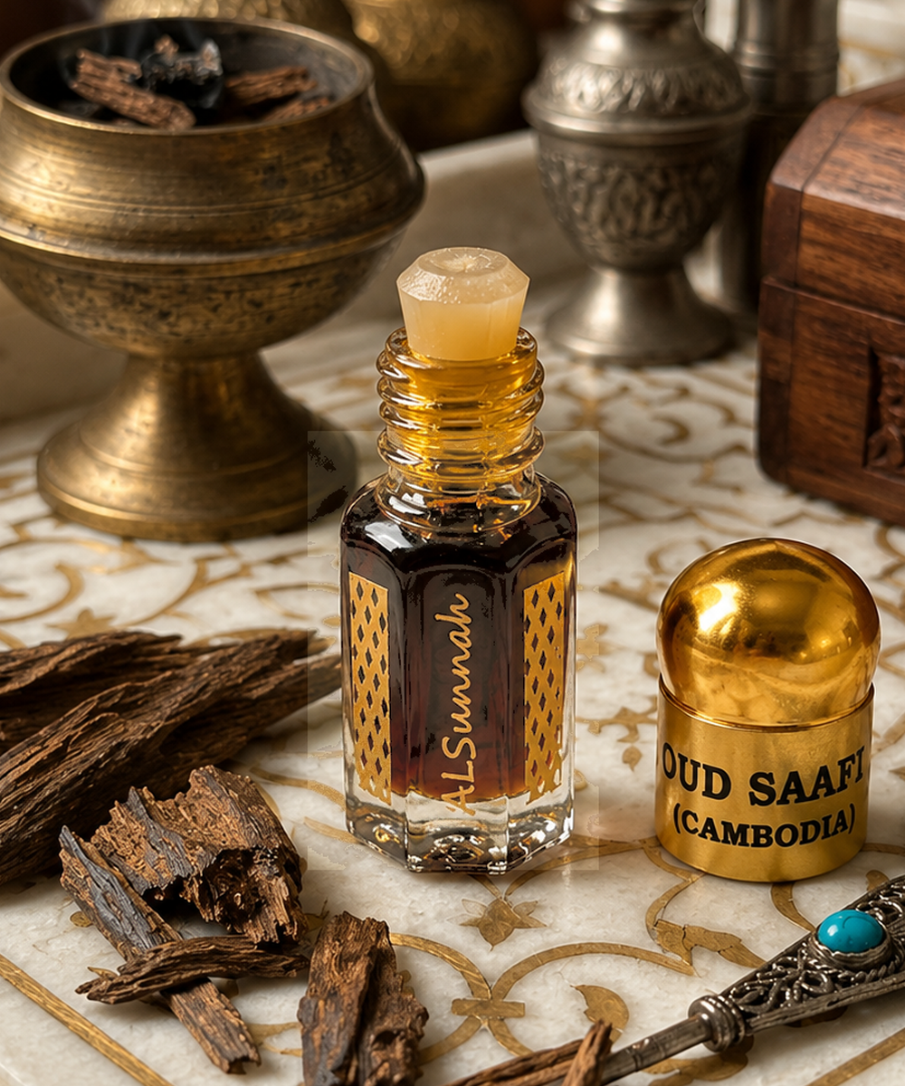 Oud Saafi Cambodia by AlSunnah 3ml pure oud oil traditional oud scene